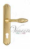 Дверная ручка Venezia на планке PL02 мод. Casanova (полир. латунь) под цилиндр