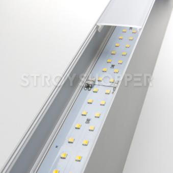 Линейный светодиодный накладной двусторонний светильник 53см 20Вт 3000К матовое серебро 101-100-40-5